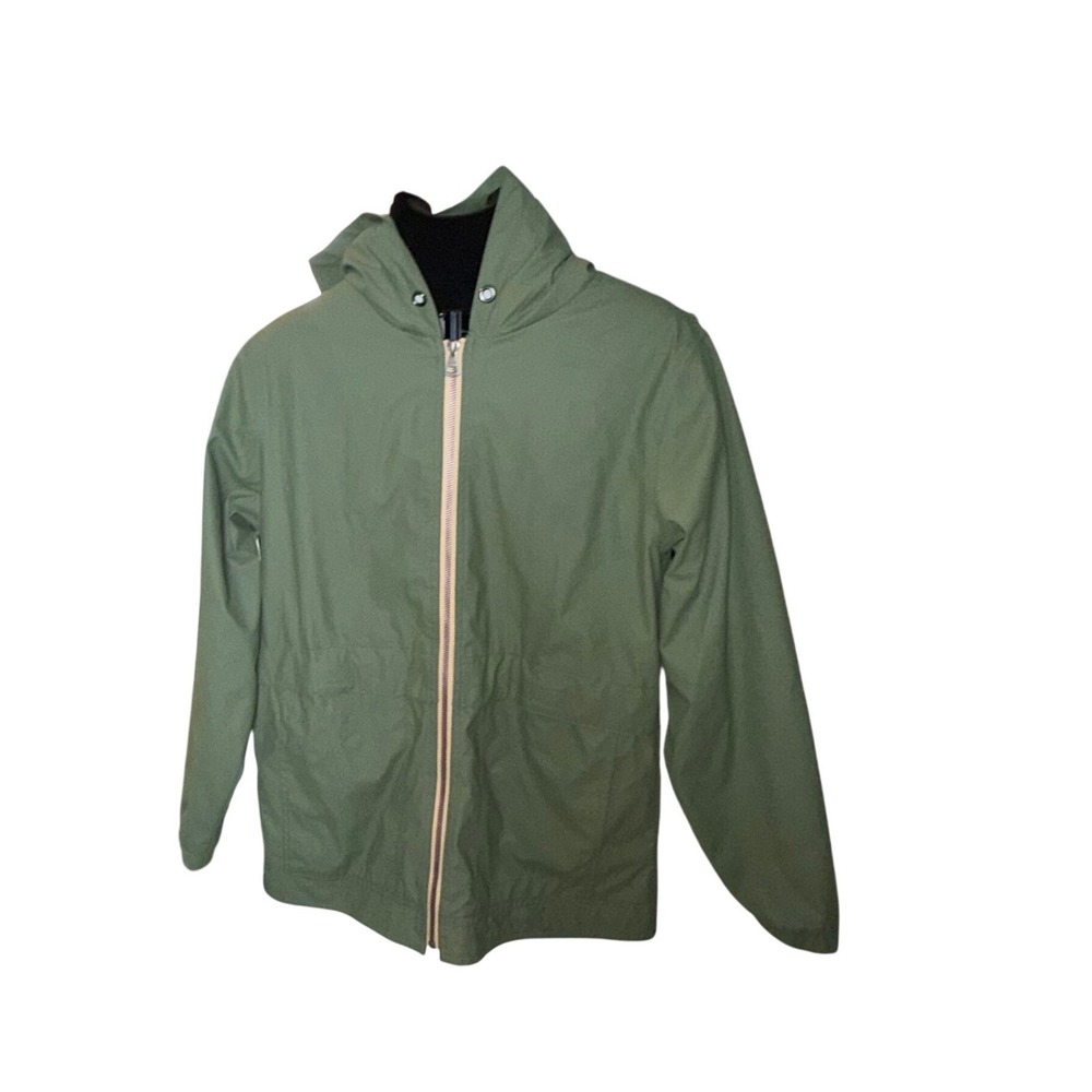 Original Weatherproof Vintage Olive Green Hooded Full Zip Rain Jacket Size S